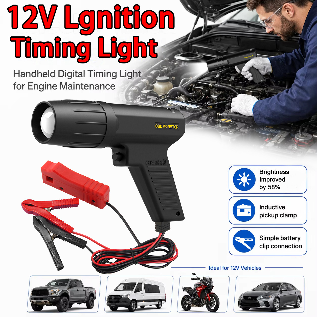 12V Inductive Ignition Timing  - огляд і ціна Timing Light Gun